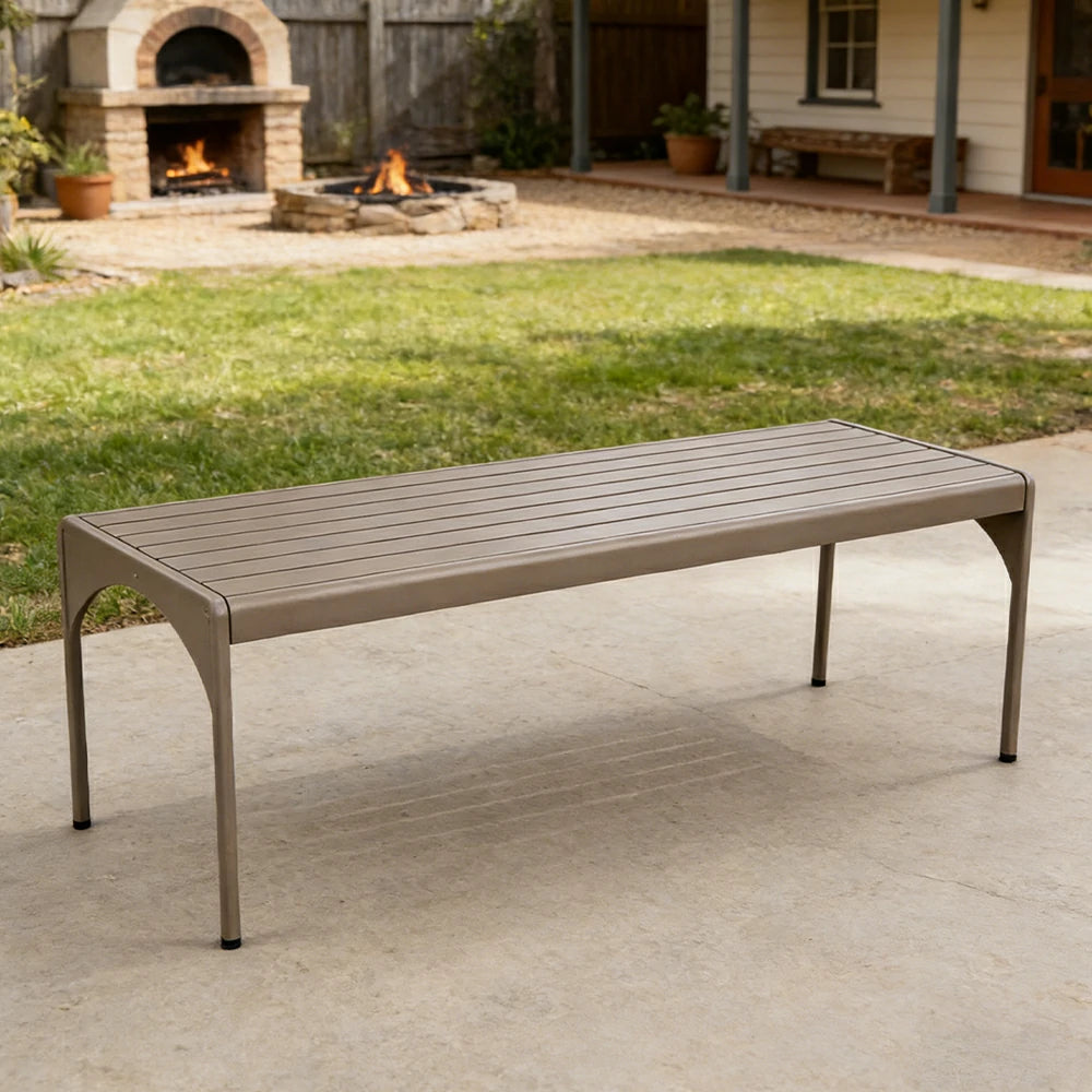 SOLARA 120/160/200cm Outdoor Dining Table - Lightweight, Durable Aluminium Frame, Powder-Coated Finish, Reinforced Legs & Rounded Corners - Garden/Patio Use - Khaki