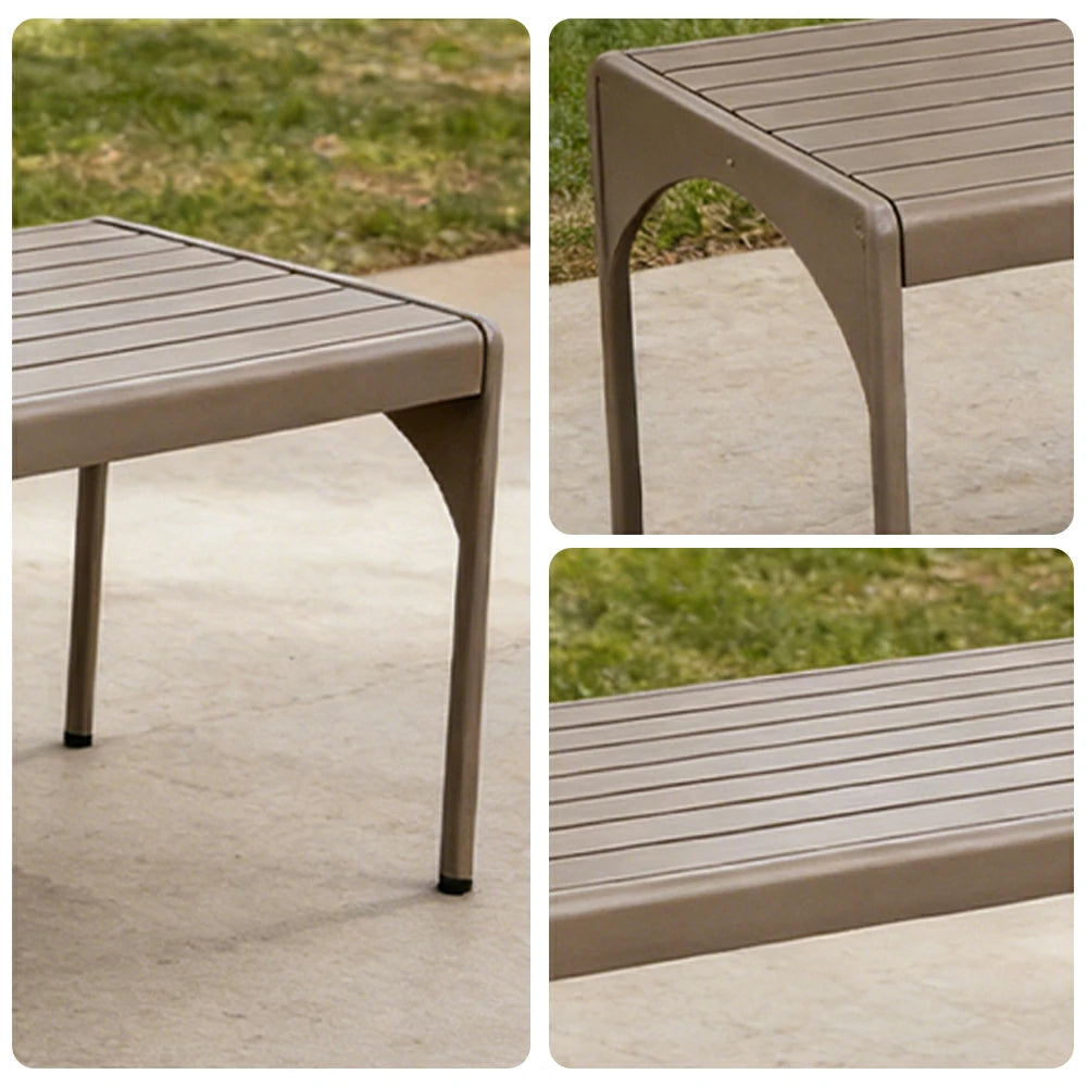 SOLARA 120/160/200cm Outdoor Dining Table - Lightweight, Durable Aluminium Frame, Powder-Coated Finish, Reinforced Legs & Rounded Corners - Garden/Patio Use - Khaki
