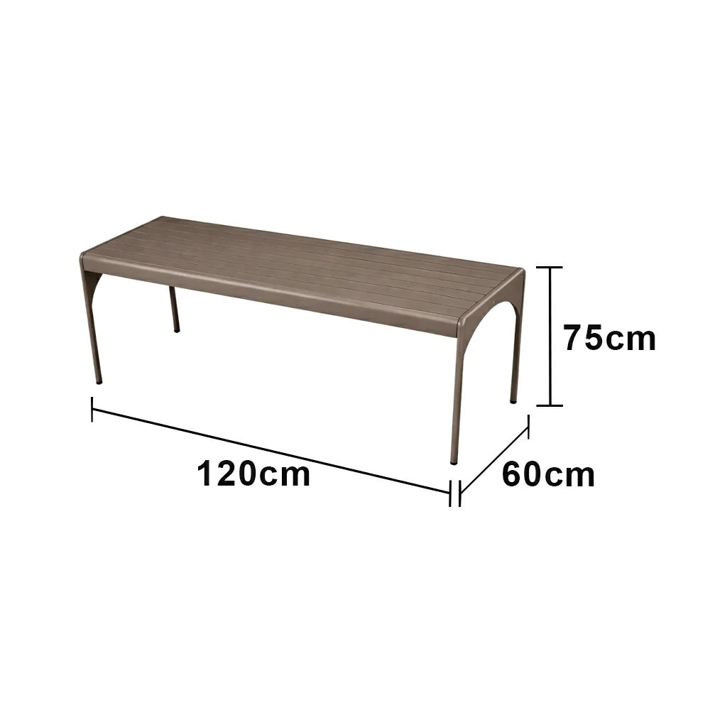 SOLARA 120/160/200cm Outdoor Dining Table - Lightweight, Durable Aluminium Frame, Powder-Coated Finish, Reinforced Legs & Rounded Corners - Garden/Patio Use - Khaki