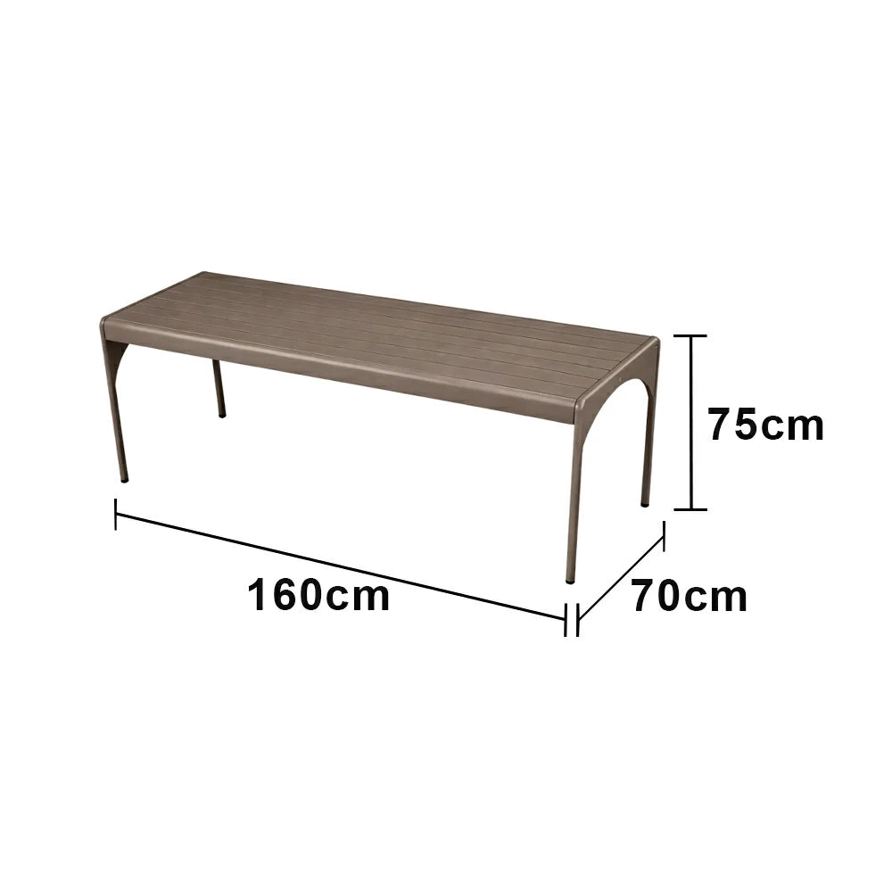 SOLARA 120/160/200cm Outdoor Dining Table - Lightweight, Durable Aluminium Frame, Powder-Coated Finish, Reinforced Legs & Rounded Corners - Garden/Patio Use - Khaki