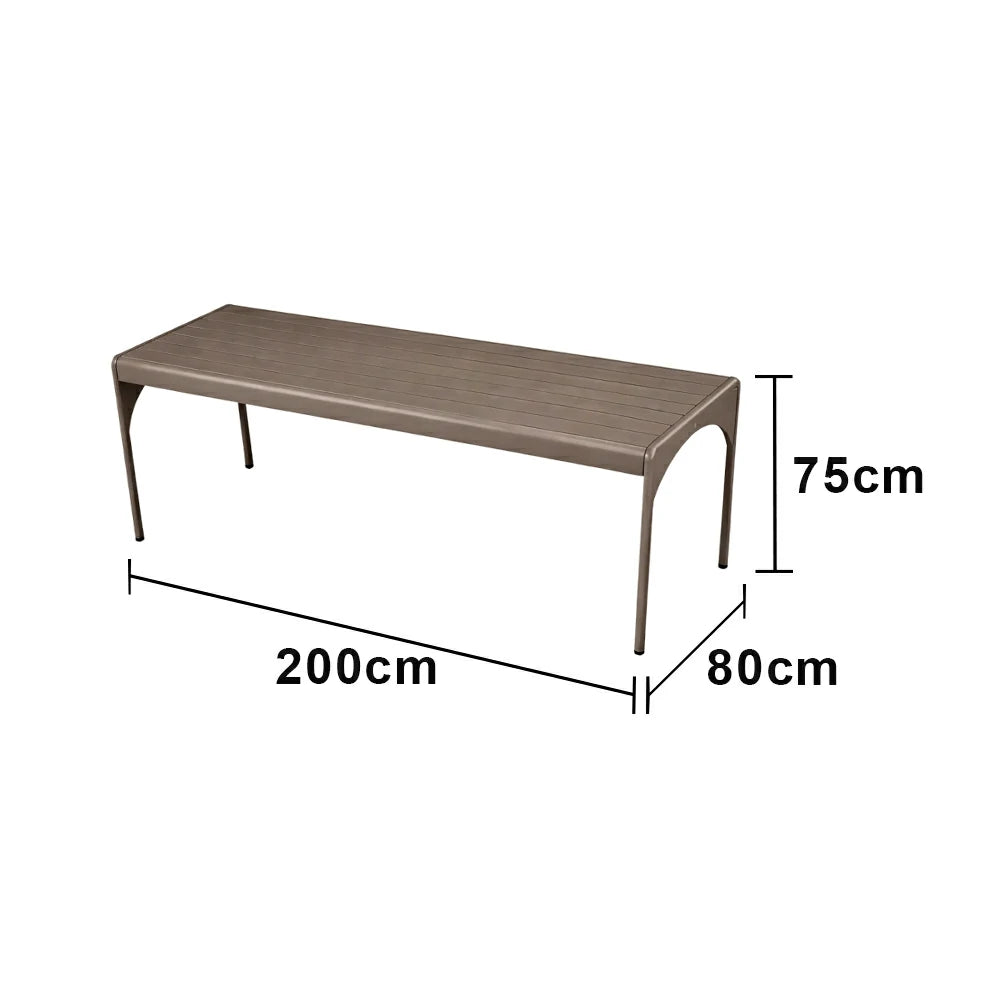 SOLARA 120/160/200cm Outdoor Dining Table - Lightweight, Durable Aluminium Frame, Powder-Coated Finish, Reinforced Legs & Rounded Corners - Garden/Patio Use - Khaki