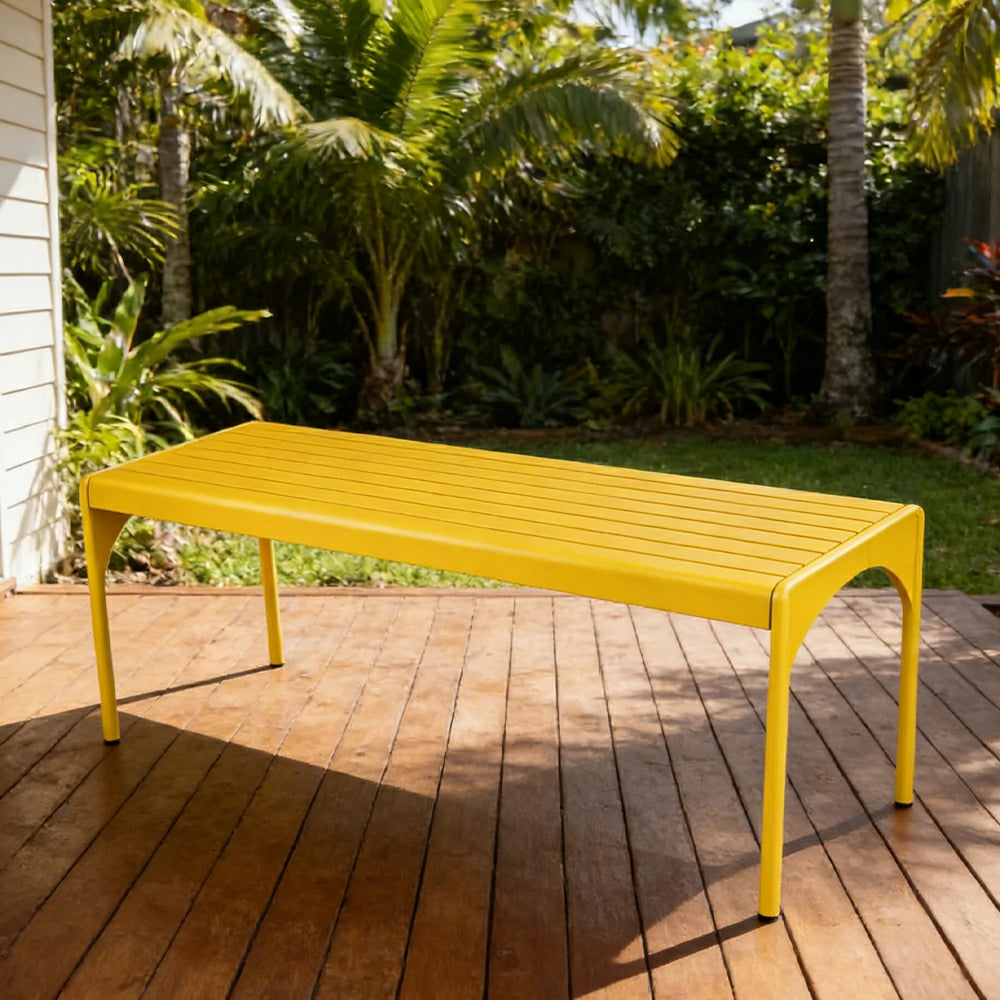 SOLARA 120/160/200cm Outdoor Dining Table - Lightweight, Durable Aluminium Frame, Powder-Coated Finish, Reinforced Legs & Rounded Corners - Garden/Patio Use - Yellow