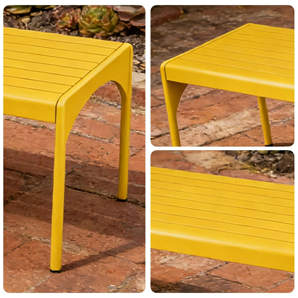 SOLARA 120/160/200cm Outdoor Dining Table - Lightweight, Durable Aluminium Frame, Powder-Coated Finish, Reinforced Legs & Rounded Corners - Garden/Patio Use - Yellow