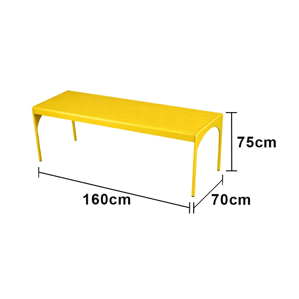 SOLARA 120/160/200cm Outdoor Dining Table - Lightweight, Durable Aluminium Frame, Powder-Coated Finish, Reinforced Legs & Rounded Corners - Garden/Patio Use - Yellow