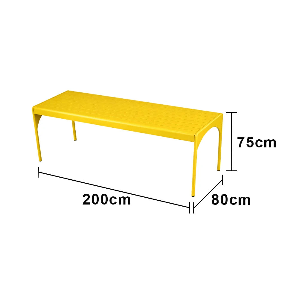 SOLARA 120/160/200cm Outdoor Dining Table - Lightweight, Durable Aluminium Frame, Powder-Coated Finish, Reinforced Legs & Rounded Corners - Garden/Patio Use - Yellow