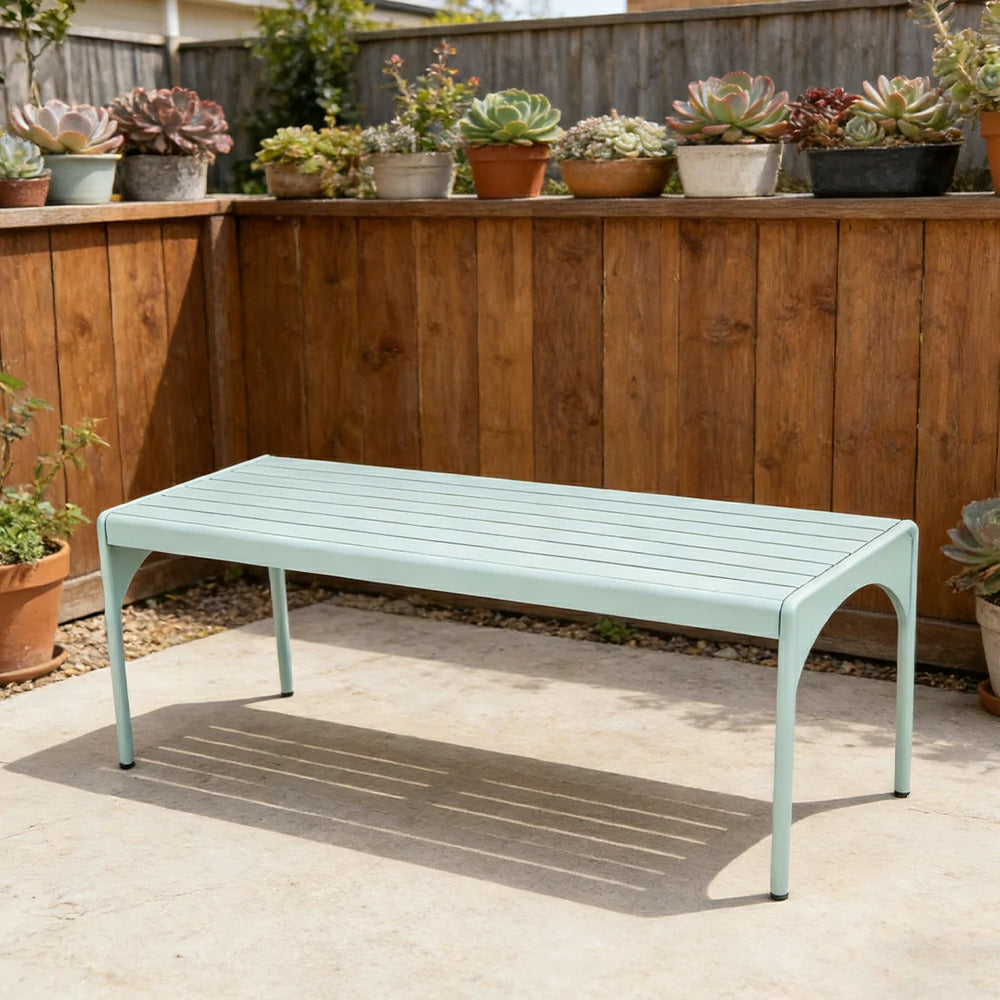 SOLARA 120/160/200cm Outdoor Dining Table - Lightweight, Durable Aluminium Frame, Powder-Coated Finish, Reinforced Legs & Rounded Corners - Garden/Patio Use - Icy Mint Green