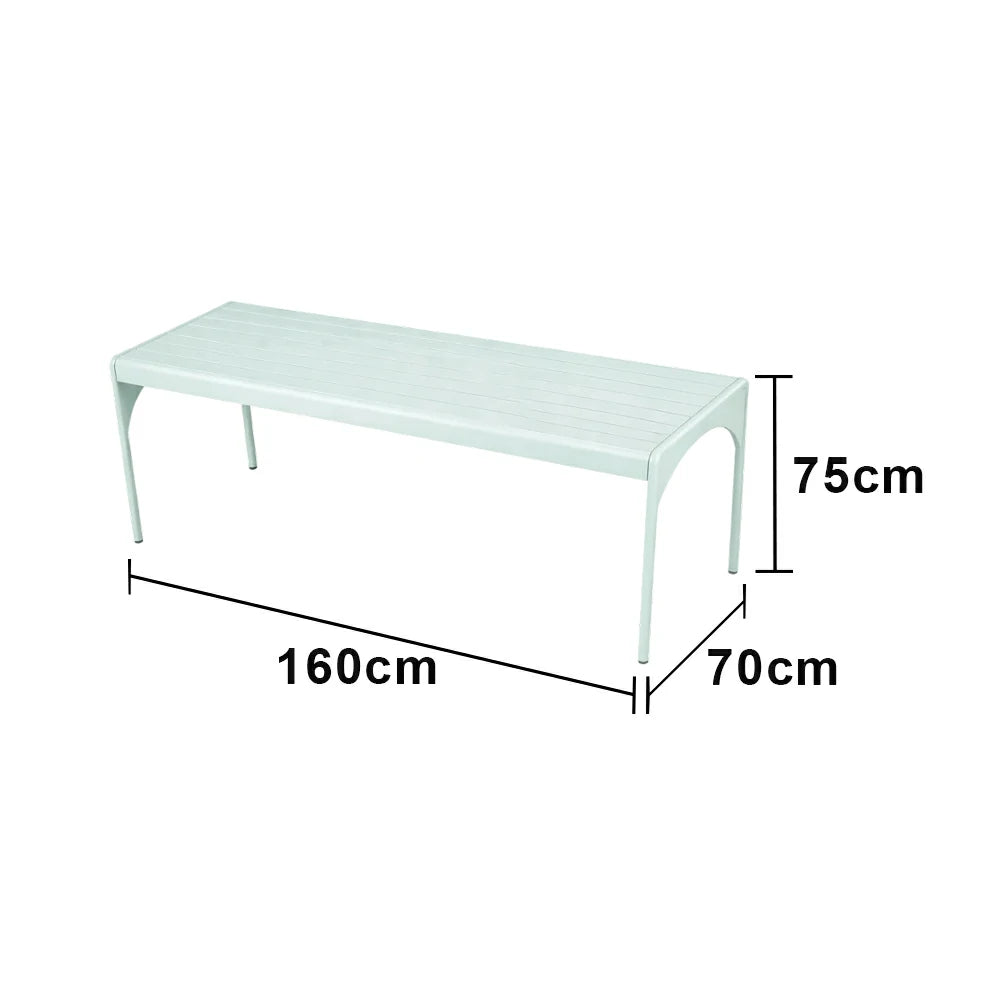 SOLARA 120/160/200cm Outdoor Dining Table - Lightweight, Durable Aluminium Frame, Powder-Coated Finish, Reinforced Legs & Rounded Corners - Garden/Patio Use - Icy Mint Green
