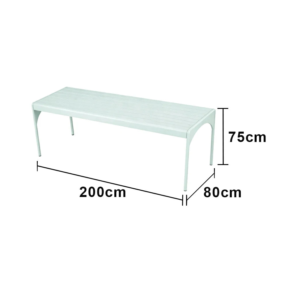 SOLARA 120/160/200cm Outdoor Dining Table - Lightweight, Durable Aluminium Frame, Powder-Coated Finish, Reinforced Legs & Rounded Corners - Garden/Patio Use - Icy Mint Green