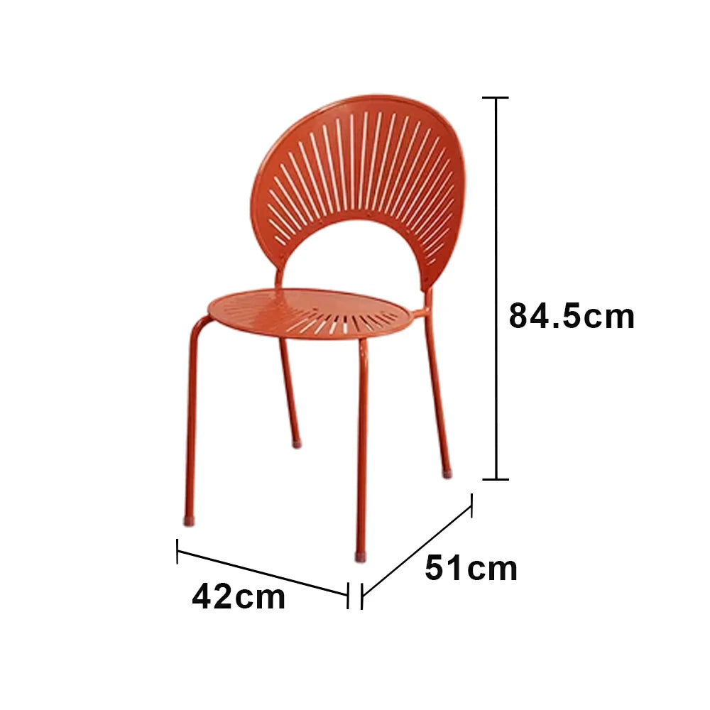 SOLARA Outdoor Dining Chair - Ergonomic Curved Shell Backrest, Breathable Hollow Design, Durable Aluminium Frame, Weather-Resistant Patio Seating - Orange