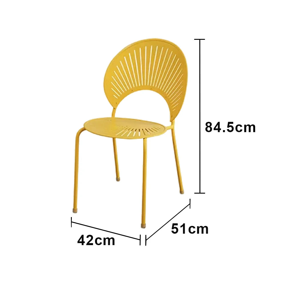SOLARA Outdoor Dining Chair - Ergonomic Curved Shell Backrest, Breathable Hollow Design, Durable Aluminium Frame, Weather-Resistant Patio Seating - Yellow