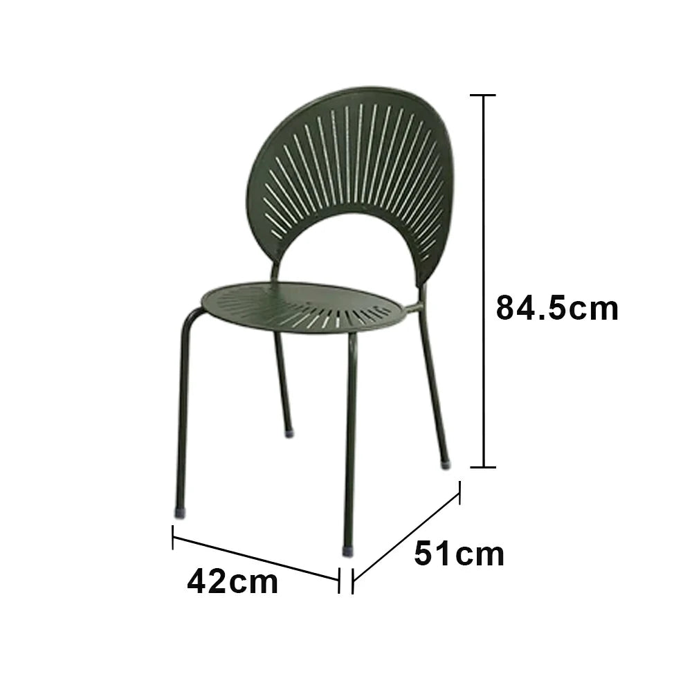 SOLARA Outdoor Dining Chair - Ergonomic Curved Shell Backrest, Breathable Hollow Design, Durable Aluminium Frame, Weather-Resistant Patio Seating - Green