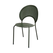 SOLARA Outdoor Dining Chair - Ergonomic Curved Shell Backrest, Breathable Hollow Design, Durable Aluminium Frame, Weather-Resistant Patio Seating - Green