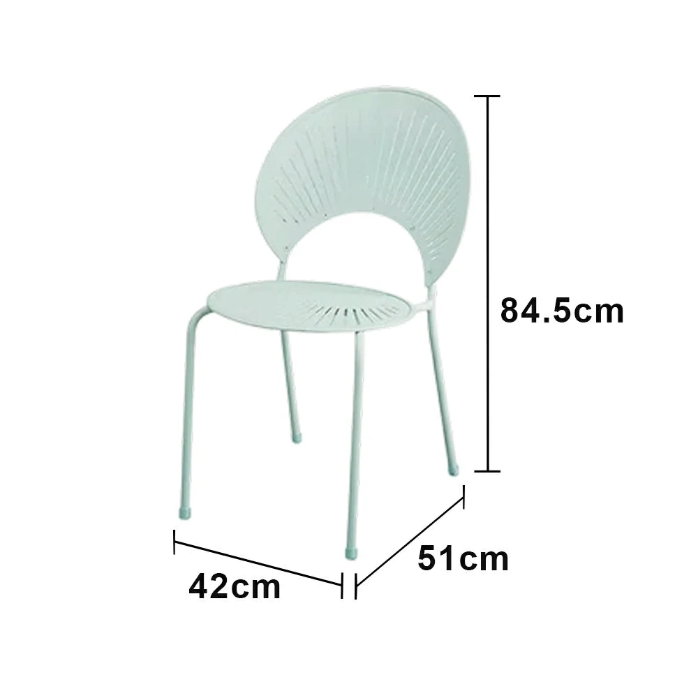 SOLARA Outdoor Dining Chair - Ergonomic Curved Shell Backrest, Breathable Hollow Design, Durable Aluminium Frame, Weather-Resistant Patio Seating - Icy Mint Green