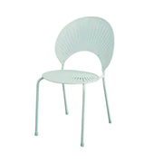 SOLARA Outdoor Dining Chair - Ergonomic Curved Shell Backrest, Breathable Hollow Design, Durable Aluminium Frame, Weather-Resistant Patio Seating - Icy Mint Green