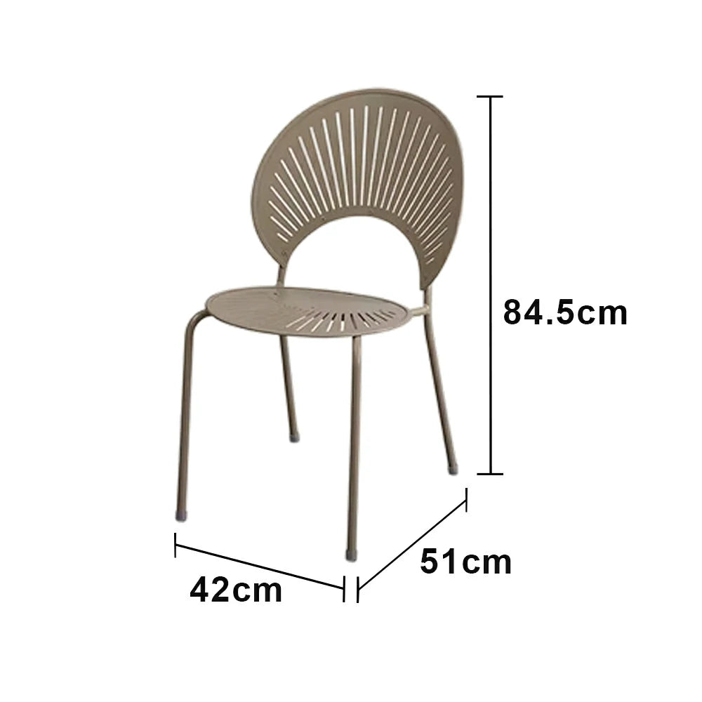 SOLARA Outdoor Dining Chair - Ergonomic Curved Shell Backrest, Breathable Hollow Design, Durable Aluminium Frame, Weather-Resistant Patio Seating - Khaki