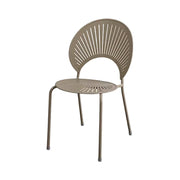 SOLARA Outdoor Dining Chair - Ergonomic Curved Shell Backrest, Breathable Hollow Design, Durable Aluminium Frame, Weather-Resistant Patio Seating - Khaki