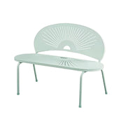 SOLARA Outdoor Bench - Ergonomic Curved Shell Backrest, Breathable Hollow Design, Durable Aluminium Frame, Weather-Resistant Patio Seating - Icy Mint Green