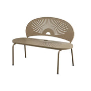 SOLARA Outdoor Bench - Ergonomic Curved Shell Backrest, Breathable Hollow Design, Durable Aluminium Frame, Weather-Resistant Patio Seating - Khaki