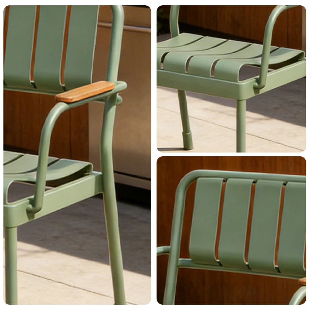 SOLARA Outdoor Dining Chair - Waterproof WPC Wood Plastic Seat, Durable Aluminium Frame, Stable Patio Balcony Café Seating