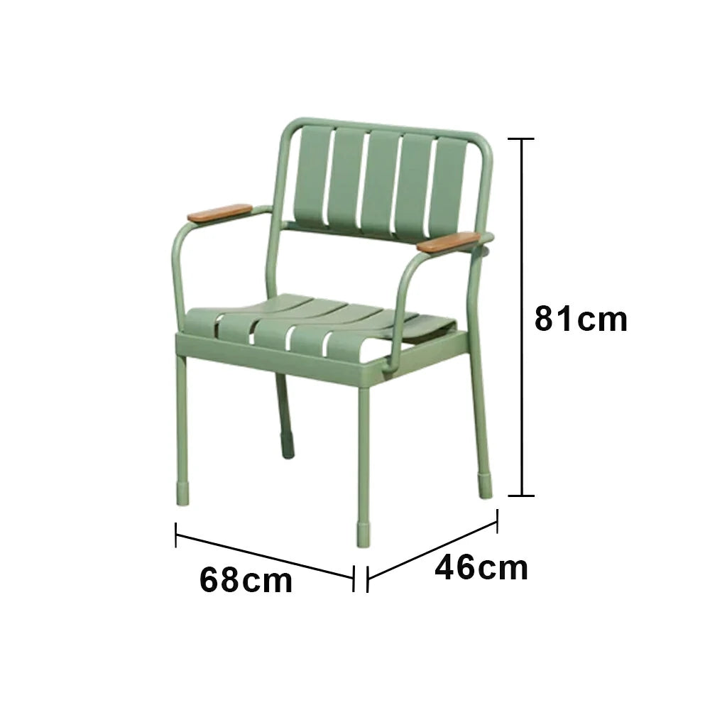 SOLARA Outdoor Dining Chair - Waterproof WPC Wood Plastic Seat, Durable Aluminium Frame, Stable Patio Balcony Café Seating