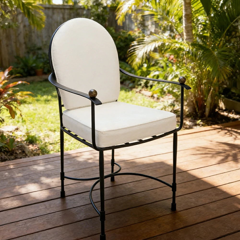 SOLARA Outdoor Dining Chair - Ergonomic High Back Cushioned Seat, Durable Metal Frame, Comfortable Patio Balcony Café Seating - Black