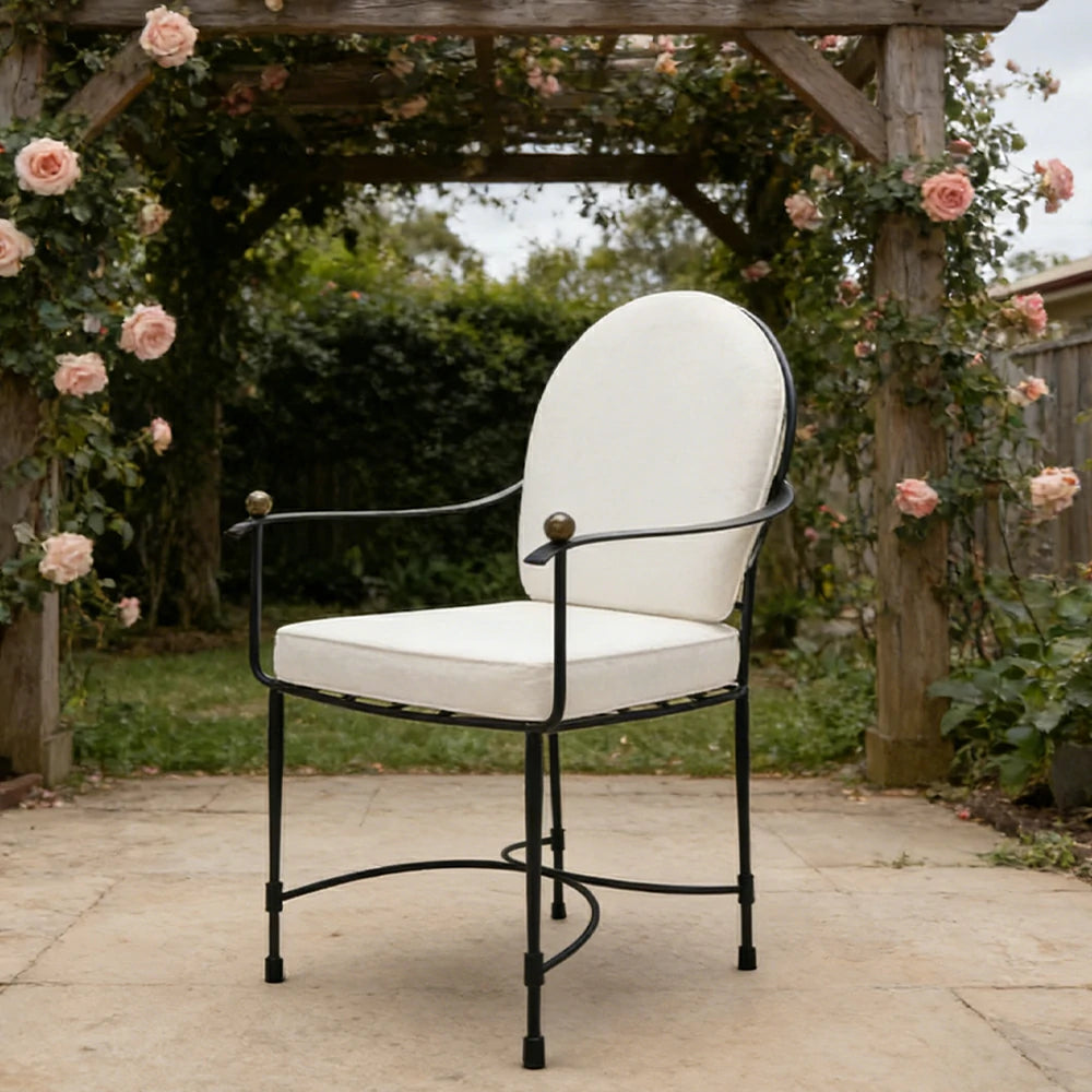SOLARA Outdoor Dining Chair - Ergonomic High Back Cushioned Seat, Durable Metal Frame, Comfortable Patio Balcony Café Seating - Black