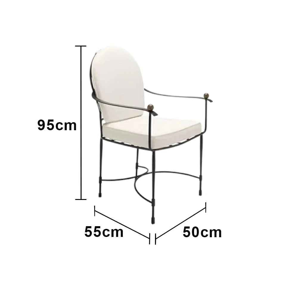 SOLARA Outdoor Dining Chair - Ergonomic High Back Cushioned Seat, Durable Metal Frame, Comfortable Patio Balcony Café Seating - Black