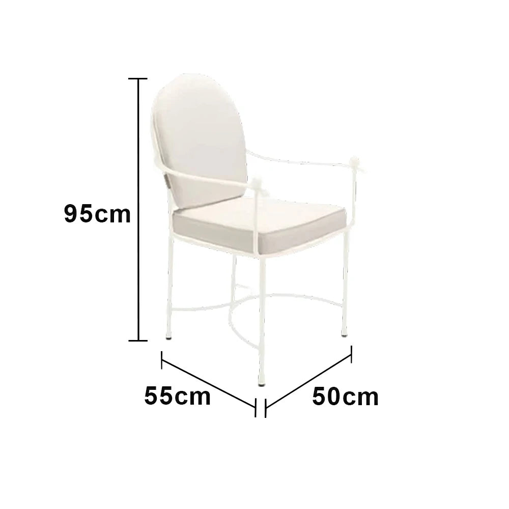 SOLARA Outdoor Dining Chair - Ergonomic High Back Cushioned Seat, Durable Metal Frame, Comfortable Patio Balcony Café Seating - White