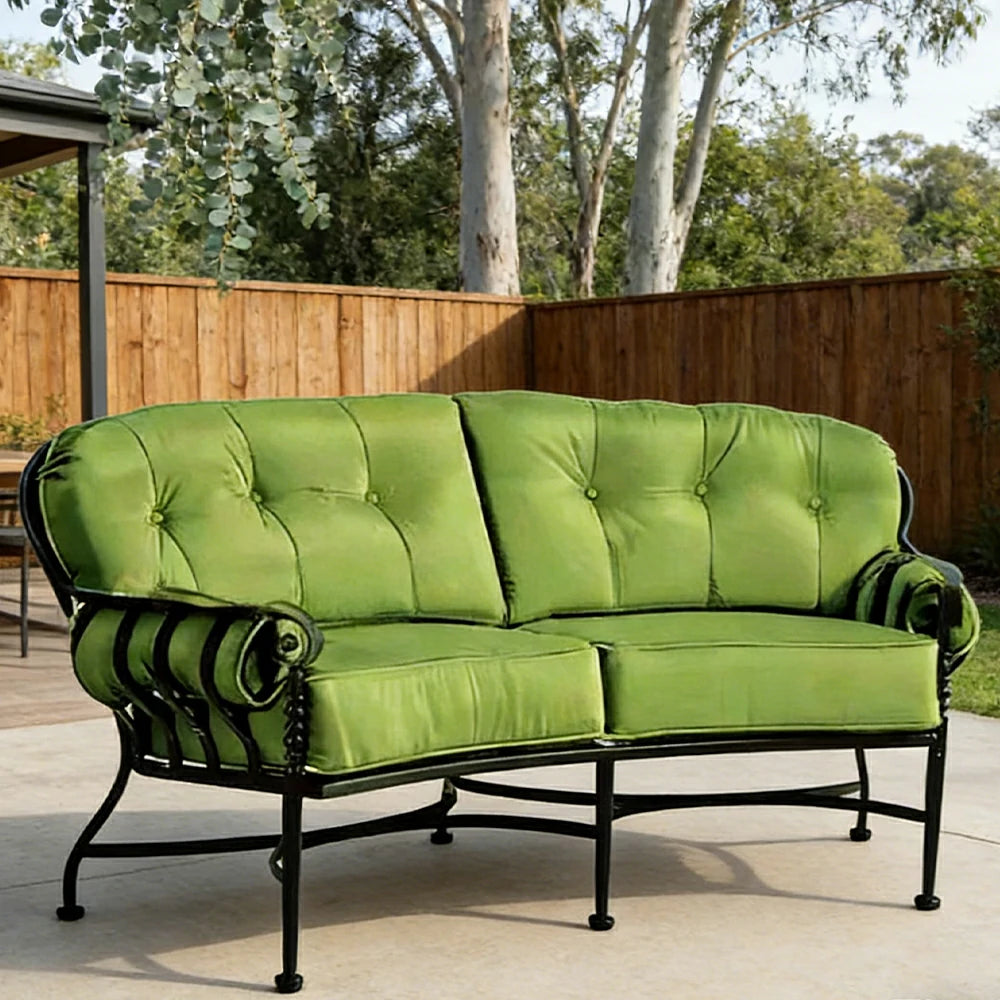 SOLARA Outdoor 2-Seater Sofa - Waterproof UV-Resistant Fabric, Quick-Dry Cushion, Powder-Coated Iron Frame, Comfortable Patio Garden Seating