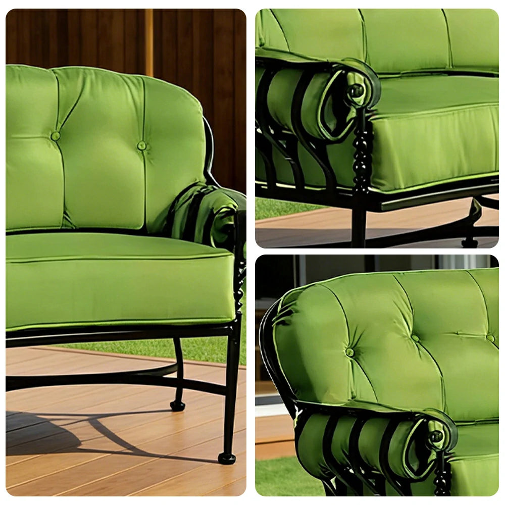 SOLARA Outdoor 2-Seater Sofa - Waterproof UV-Resistant Fabric, Quick-Dry Cushion, Powder-Coated Iron Frame, Comfortable Patio Garden Seating