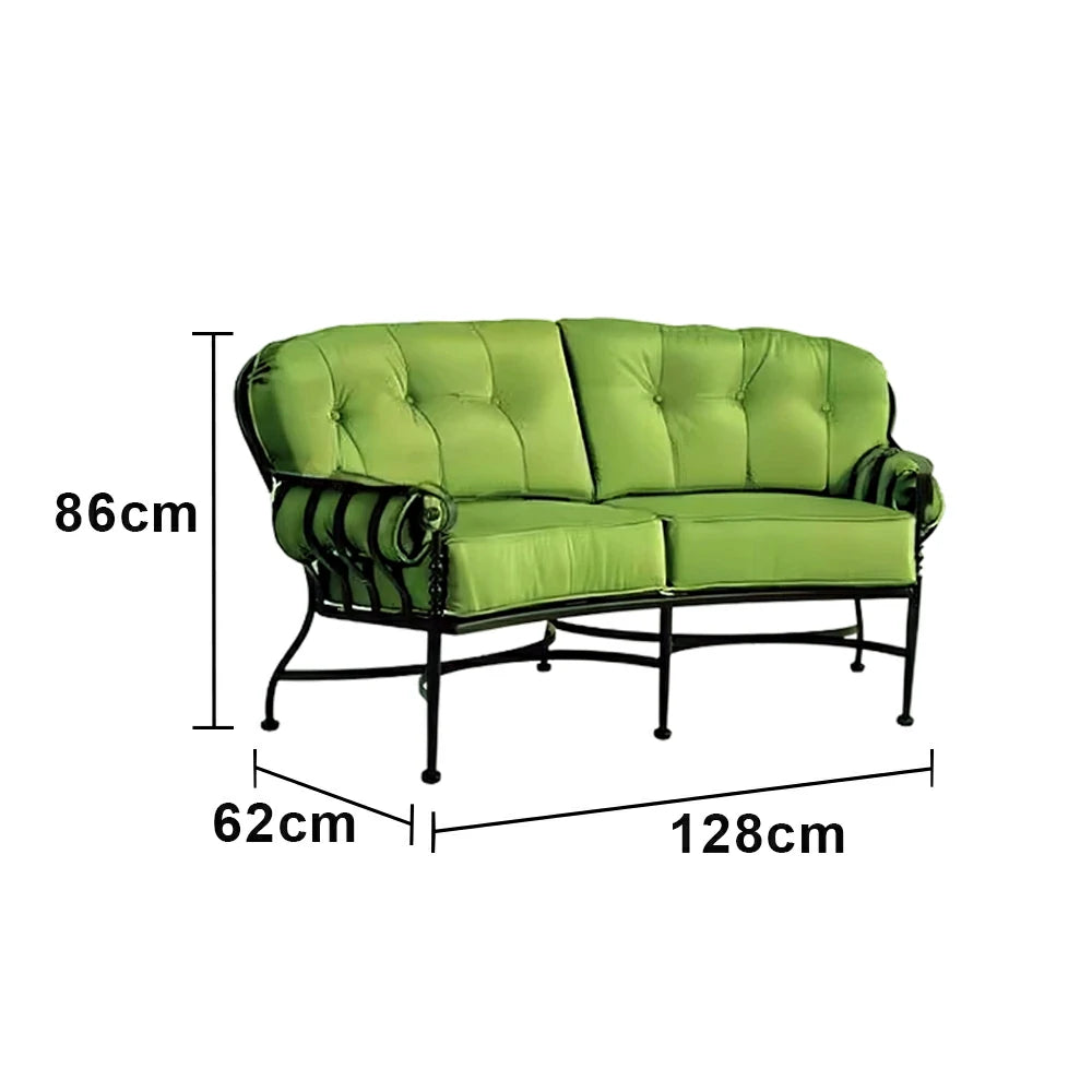 SOLARA Outdoor 2-Seater Sofa - Waterproof UV-Resistant Fabric, Quick-Dry Cushion, Powder-Coated Iron Frame, Comfortable Patio Garden Seating