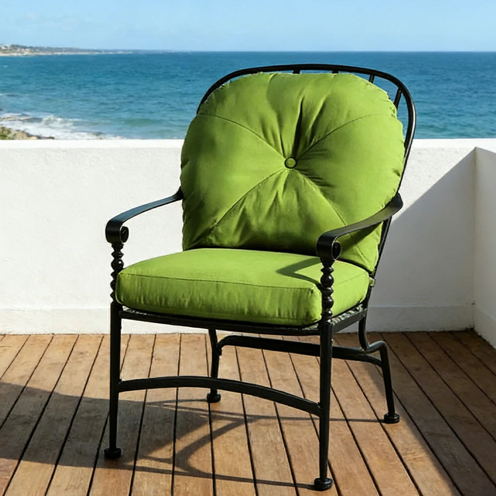 SOLARA Outdoor Dining Chair - Waterproof UV-Resistant Fabric, Quick-Dry Cushion, Powder-Coated Iron Frame, Comfortable Patio Garden Seating