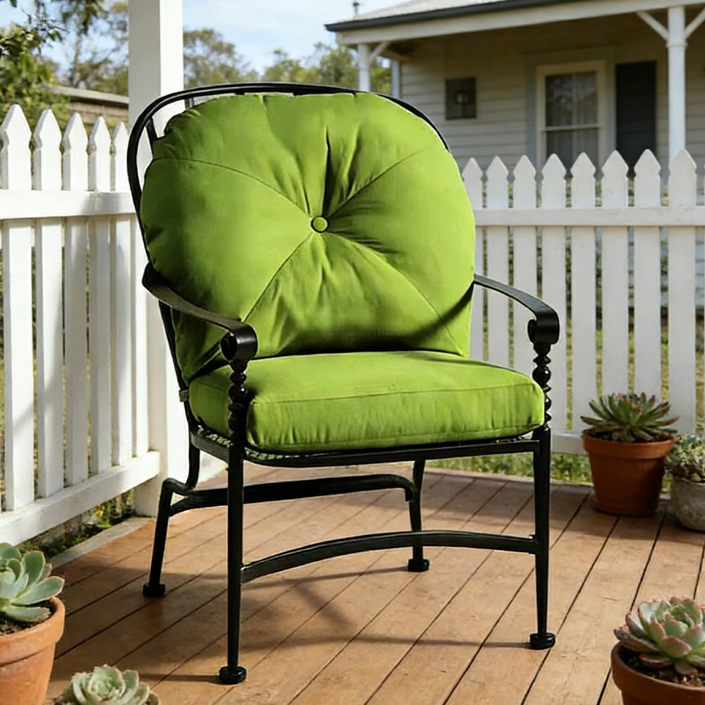 SOLARA Outdoor Dining Chair - Waterproof UV-Resistant Fabric, Quick-Dry Cushion, Powder-Coated Iron Frame, Comfortable Patio Garden Seating
