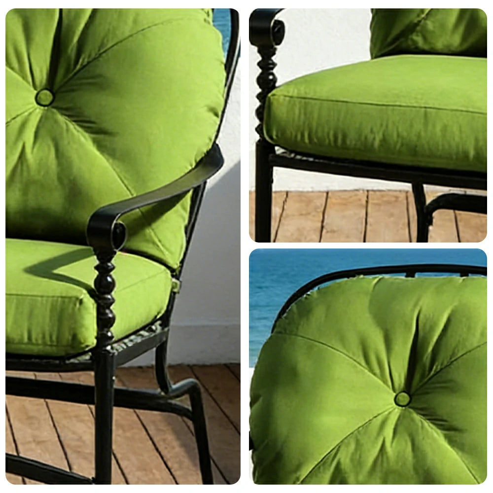 SOLARA Outdoor Dining Chair - Waterproof UV-Resistant Fabric, Quick-Dry Cushion, Powder-Coated Iron Frame, Comfortable Patio Garden Seating
