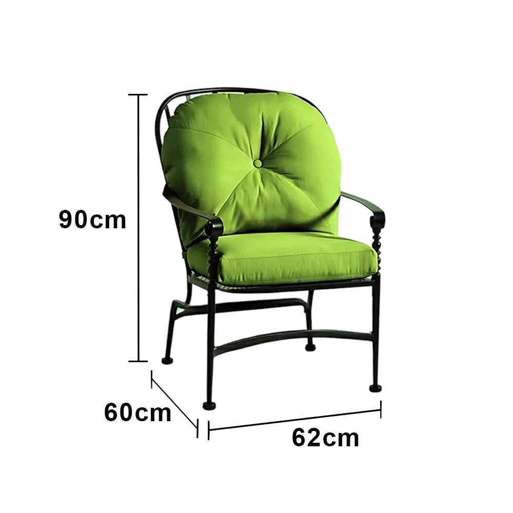 SOLARA Outdoor Dining Chair - Waterproof UV-Resistant Fabric, Quick-Dry Cushion, Powder-Coated Iron Frame, Comfortable Patio Garden Seating