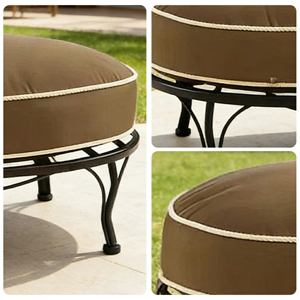 SOLARA Outdoor Footrest - Waterproof UV-Resistant Fabric, Quick-Dry Cushion, Powder-Coated Iron Frame, Durable Patio Garden Ottoman