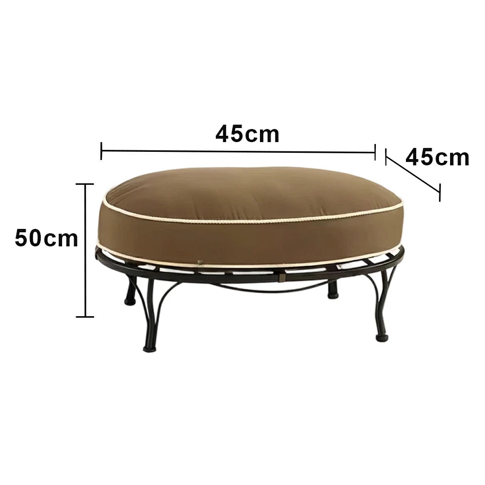 SOLARA Outdoor Footrest - Waterproof UV-Resistant Fabric, Quick-Dry Cushion, Powder-Coated Iron Frame, Durable Patio Garden Ottoman