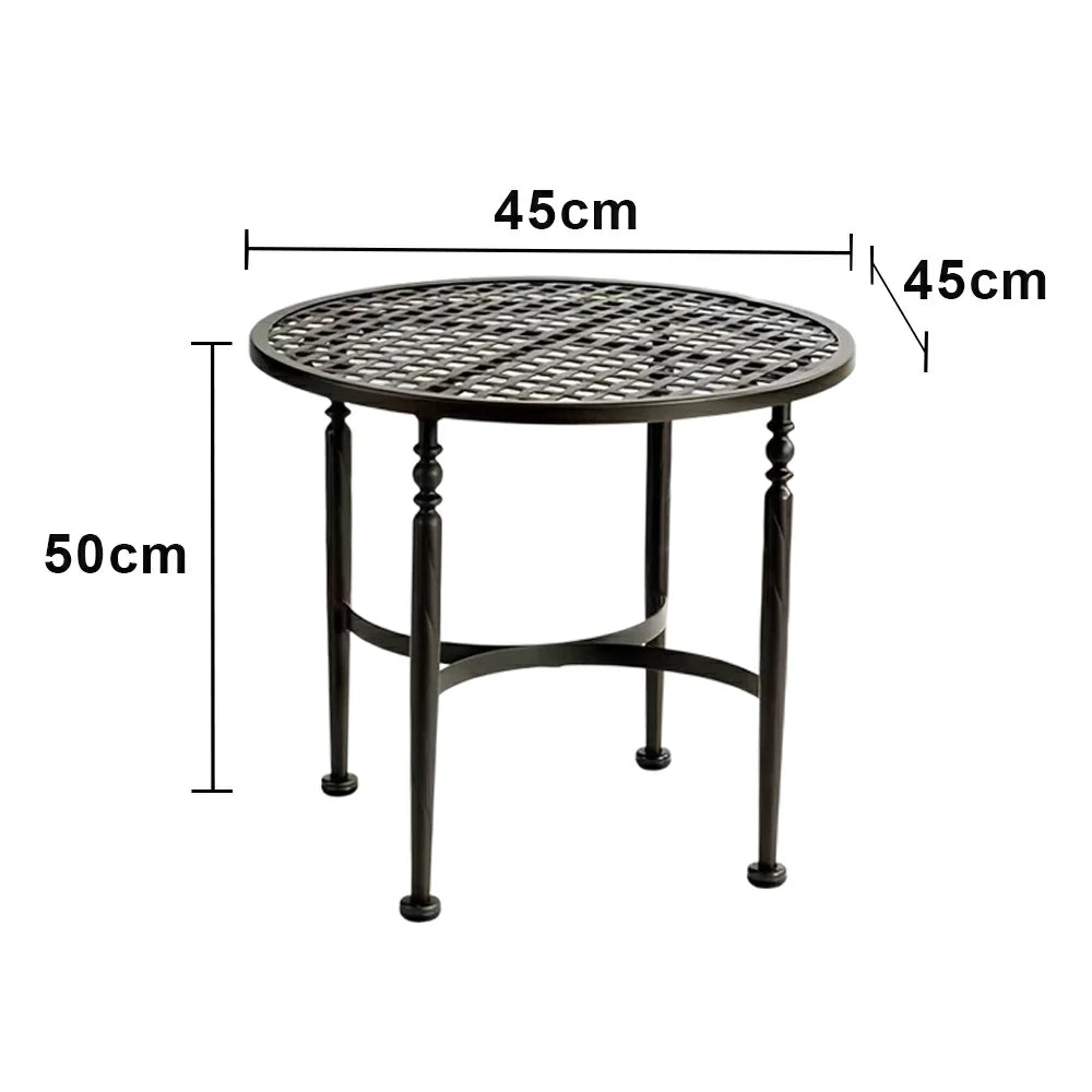 SOLARA Outdoor Round Side Table - Stable Support Design, Powder-Coated Iron Alloy Frame, Durable Patio Garden Balcony Accent Table