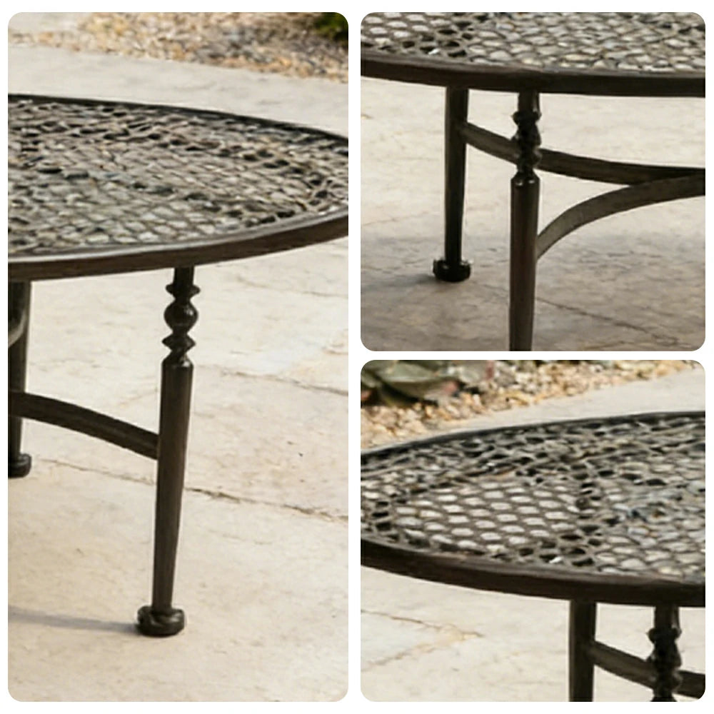 SOLARA Outdoor Oval Coffee Table - Stable Support Design, Powder-Coated Iron Alloy Frame, Durable Patio Garden Balcony Accent Table