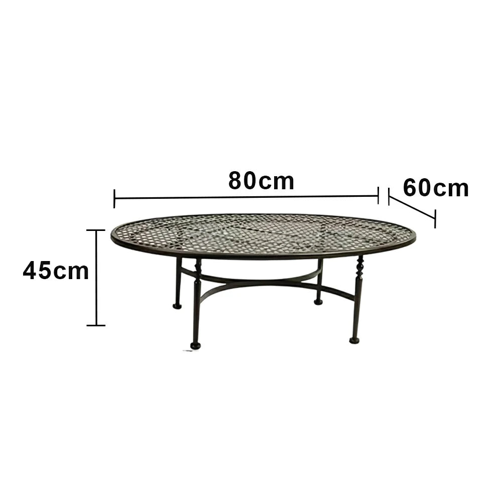 SOLARA Outdoor Oval Coffee Table - Stable Support Design, Powder-Coated Iron Alloy Frame, Durable Patio Garden Balcony Accent Table