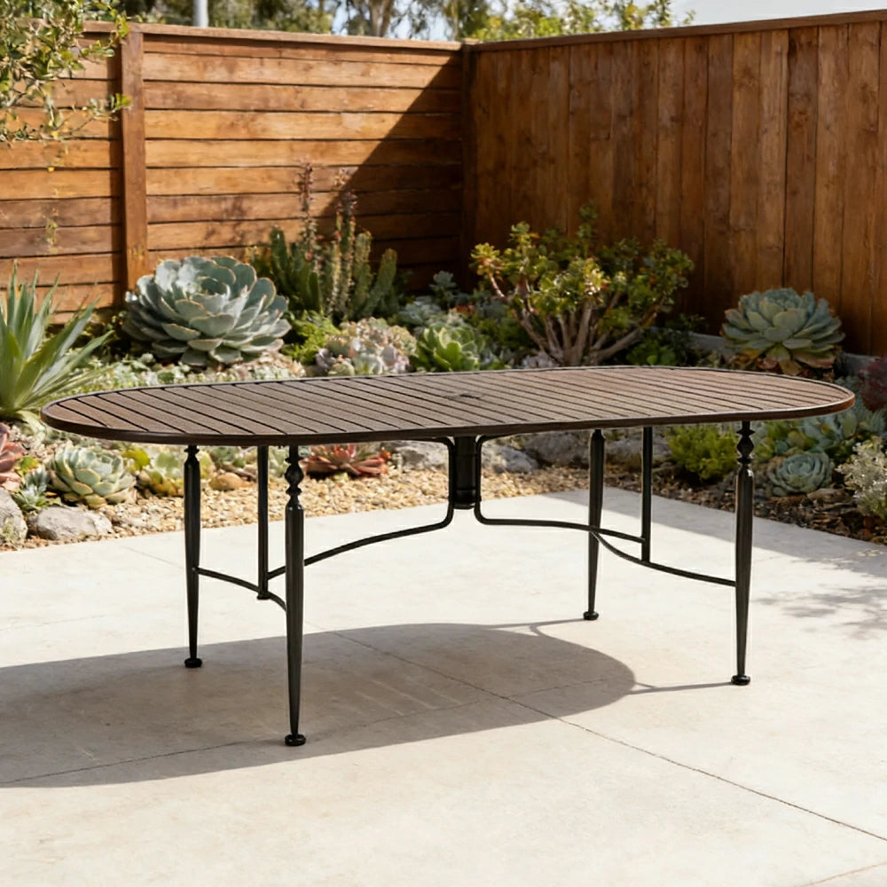 SOLARA Outdoor Dining Table - Stable Support Design, Powder-Coated Iron Alloy Frame, Durable Patio Garden Balcony Dining Table