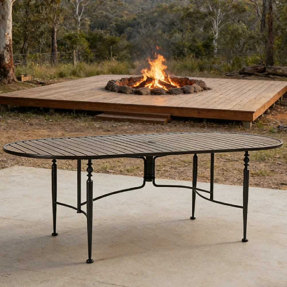 SOLARA Outdoor Dining Table - Stable Support Design, Powder-Coated Iron Alloy Frame, Durable Patio Garden Balcony Dining Table
