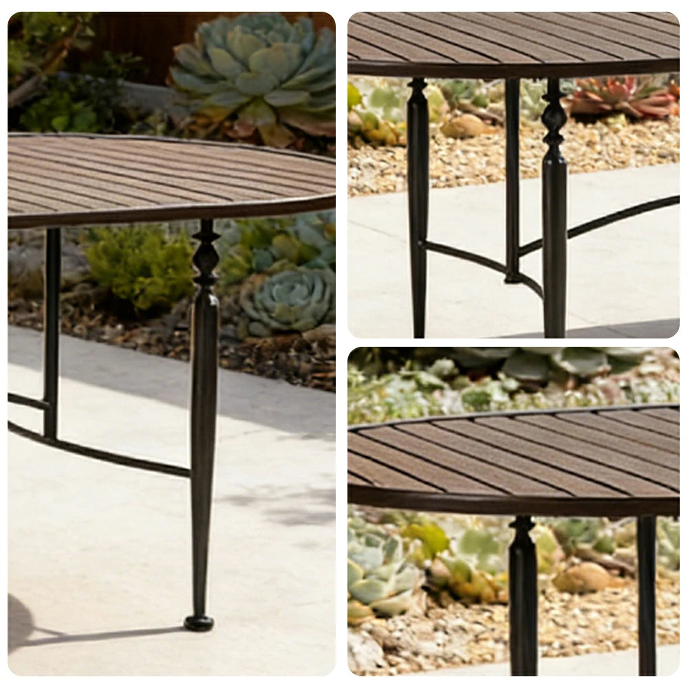 SOLARA Outdoor Dining Table - Stable Support Design, Powder-Coated Iron Alloy Frame, Durable Patio Garden Balcony Dining Table
