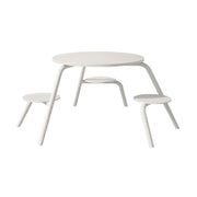 SOLARA Carbon Steel Table & Chair Set 3/4-Seater Ergonomic One-Piece Design High-Temp Coated Finish Stable Load-Bearing Structure - White