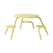 SOLARA Carbon Steel Table & Chair Set 3/4-Seater Ergonomic One-Piece Design High-Temp Coated Finish Stable Load-Bearing Structure - Yellow