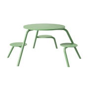 SOLARA Carbon Steel Table & Chair Set 3/4-Seater Ergonomic One-Piece Design High-Temp Coated Finish Stable Load-Bearing Structure - Green