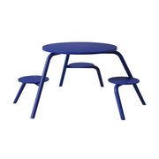 SOLARA Carbon Steel Table & Chair Set 3/4-Seater Ergonomic One-Piece Design High-Temp Coated Finish Stable Load-Bearing Structure - Blue