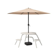 SOLARA Carbon Steel Table, Chair & Umbrella Set 3/4-Seater Ergonomic One-Piece Design High-Temp Coated Finish Stable Load-Bearing Structure - White