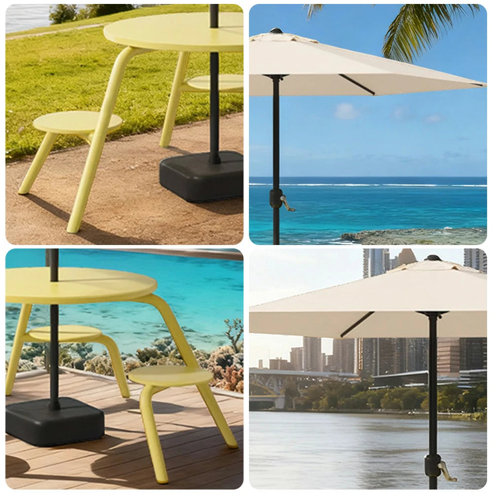 SOLARA Carbon Steel Table, Chair & Umbrella Set 3/4-Seater Ergonomic One-Piece Design High-Temp Coated Finish Stable Load-Bearing Structure - Yellow