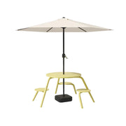 SOLARA Carbon Steel Table, Chair & Umbrella Set 3/4-Seater Ergonomic One-Piece Design High-Temp Coated Finish Stable Load-Bearing Structure - Yellow